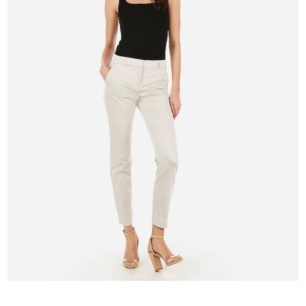 Express Warm Ivory Mid Rise Ankle Columnist Pant